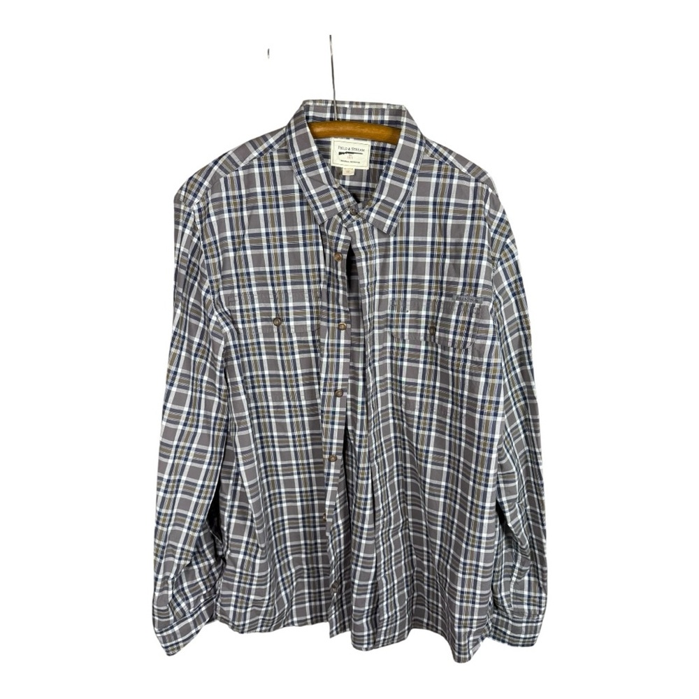 Field & Stream Men's Blue and White‎ Plaid Shirt